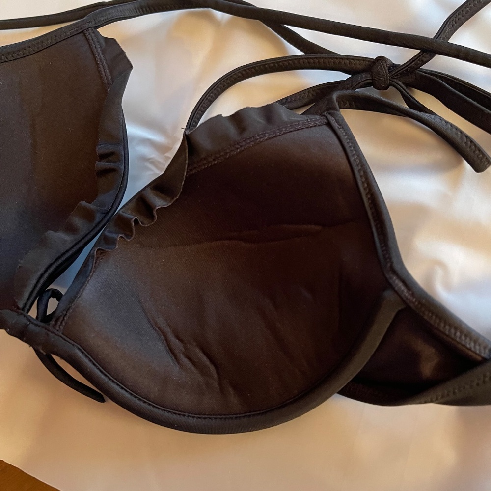 Victoria's Secret Push Up Ruffle Black Bikini Swim Top 34A - Picture 7 of 9